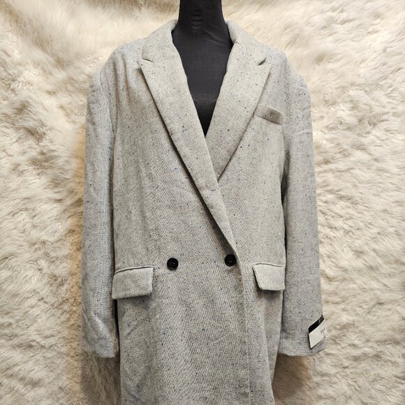 JF x Jason Bolden Unisex Gray Multi Wool Blend Oversize Long Coat Size M - Picture 1 of 10